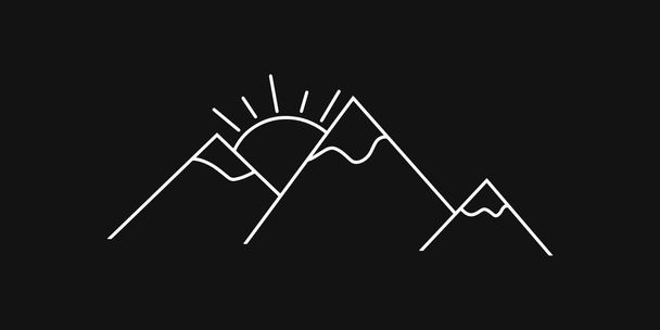 Гора Дудл з іконою сонця. Рука малює лінії мистецтва. Ескіз Векторна стокова ілюстрація. ЕПС 10
 - Вектор, зображення