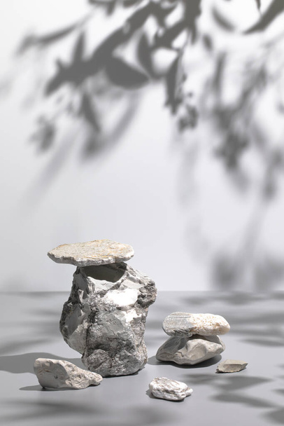Escena natural con composición de piedras grises y sombras - Foto, Imagen