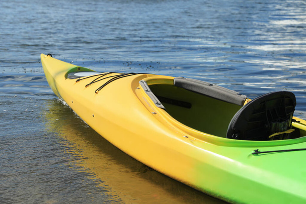 Modern kayak on river, closeup. Summer camp activity - Foto, imagen