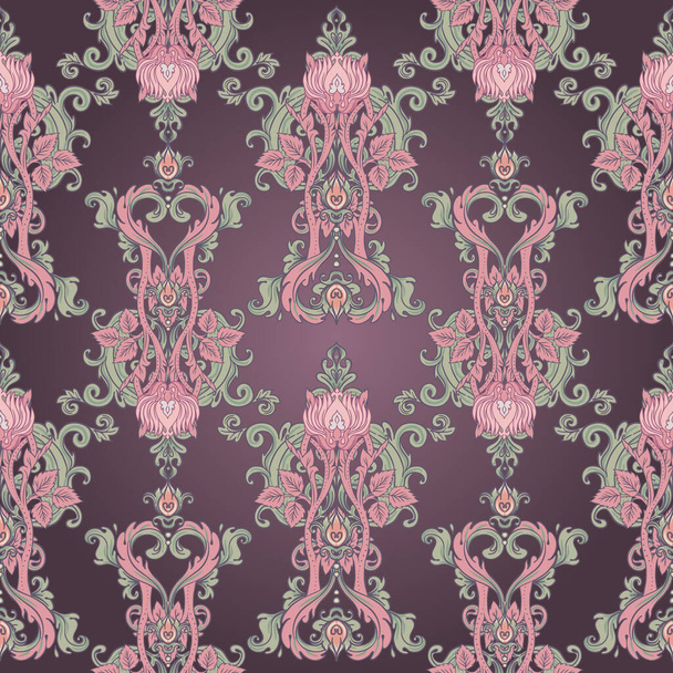 Floral vintage seamless pattern for retro wallpapers. Enchanted Vintage Flowers. Arts and Crafts movement inspired. Wrapping paper, wallpaper, fabrics and fashion clothes. - ベクター画像