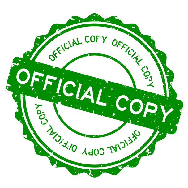 гранжево-зелене офіційне копіювання слова кругла гумова печатка на білому тлі
 - Вектор, зображення