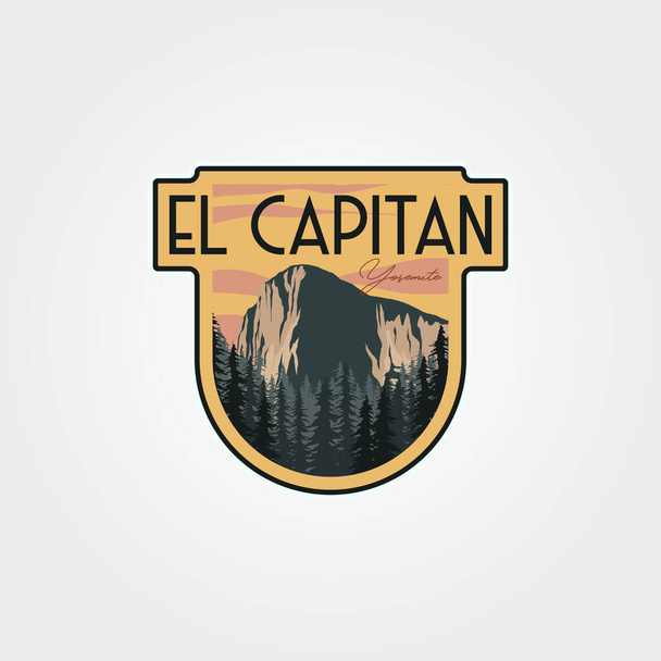 el capitan Yosemite logó patch utazási vektor illusztráció design, Yosemite nemzeti park embléma design - Vektor, kép