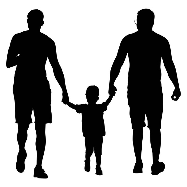 Silhouet van gelukkige familie op een witte achtergrond. - Vector, afbeelding