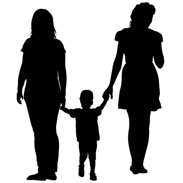 Silhouette of happy family on a white background. - Vector, Image