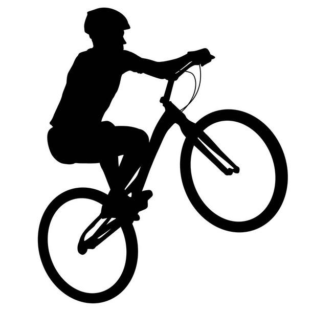 Silhouette of a sports cyclist on a white background. - Вектор,изображение