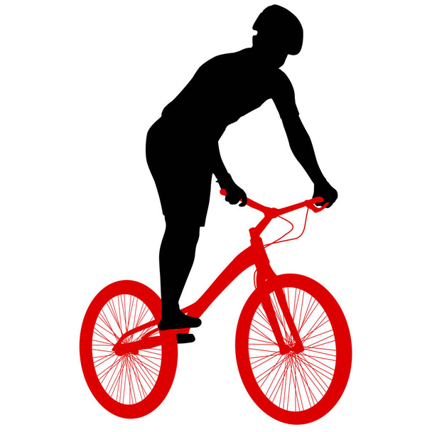 Silhouette di un ciclista sportivo su sfondo bianco. - Vettoriali, immagini