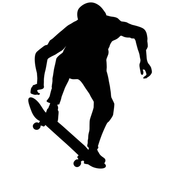 Black silhouette of an athlete skateboarder in a jump. - Vector, Image