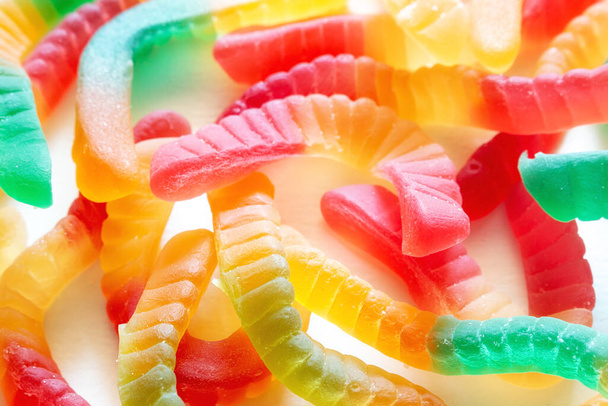 jelly gummy worms candy sweets close up - Foto, imagen