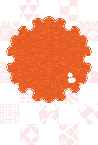 2022 Tarjeta japonesa de Año Nuevo con un patrón japonés, copos de nieve y calabazas - Vector, imagen