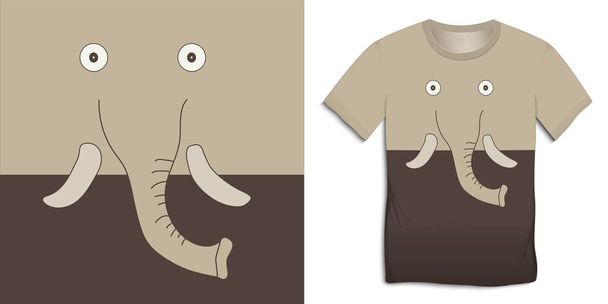 Elephant cartoon, animal motif image, graphic design for t-shirts vector - Vector, Image