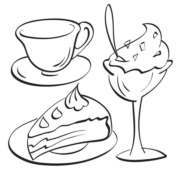Κύπελλο, κέικ, παγωτό - Διάνυσμα, εικόνα