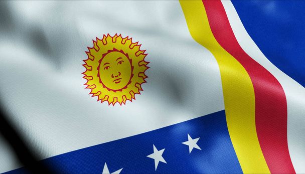 3D Ilustracja machającej flagi stanu Vargas w Wenezueli - Zdjęcie, obraz