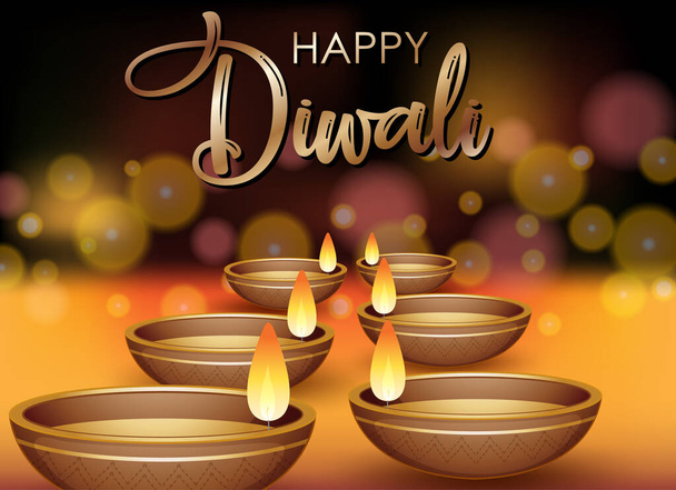 Happy Diwali ilustração de design de cartaz - Vetor, Imagem