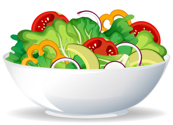 Υγιεινό γεύμα με φρέσκα λαχανικά σαλάτα μπολ εικονογράφηση - Διάνυσμα, εικόνα