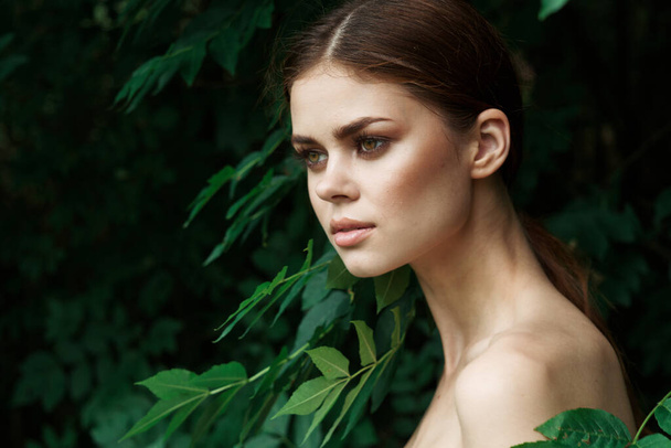 portrait of a woman makeup spa nature fresh air Lifestyle - Foto, afbeelding