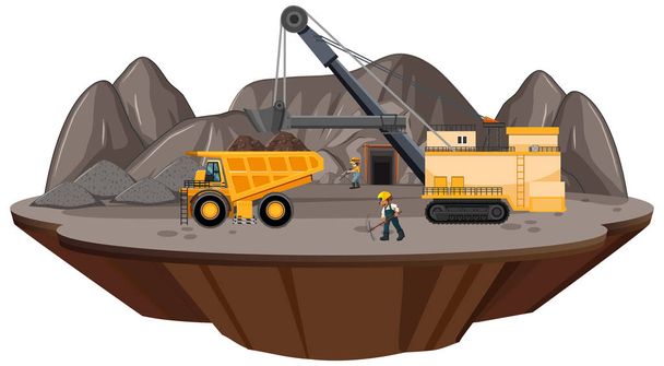 Острів видобутку вугілля сцена ілюстрація
 - Вектор, зображення