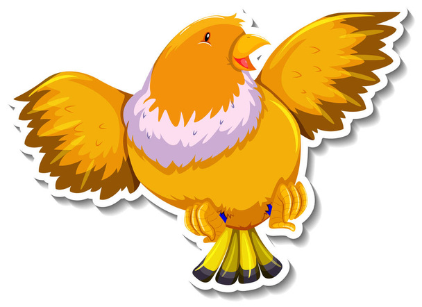 mignon jaune oiseau animal dessin animé autocollant illustration - Vecteur, image