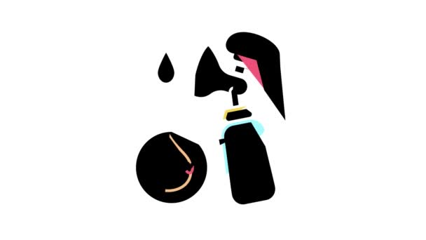 pompen melk met borst pomp kleur pictogram animatie - Video