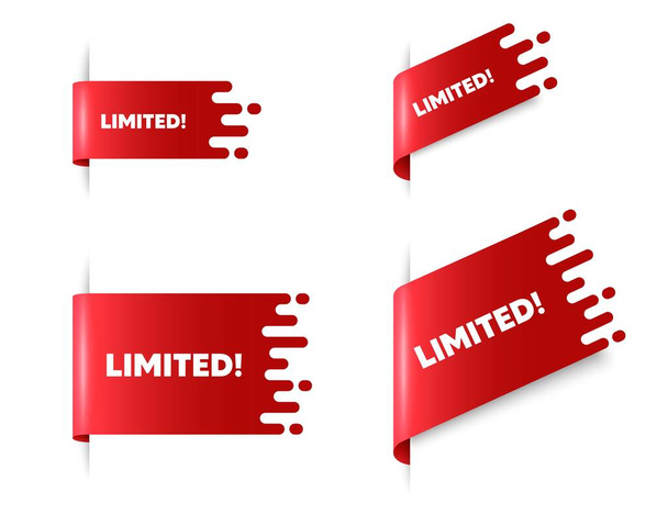 Limited text. Red ribbon tag banners set. Special offer sign. Sale promotion symbol. Limited sticker ribbon badge banner. Red sale label. Vector - Διάνυσμα, εικόνα