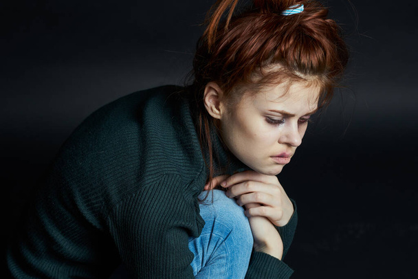 sad woman dissatisfaction beating bruises depression - Foto, Imagen