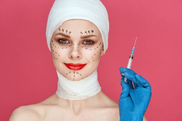 beautiful woman aesthetic facial surgery clinic body care close-up - Foto, immagini