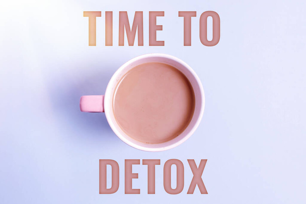 Sign displaying Time To Detox. Word Written on when you purify your body of toxins or stop consuming drug Display of Different Color Sticker Notes Arranged On flatlay Lay Background - Photo, Image