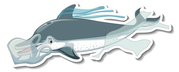 Delfin tkwi w plastikowej sieci na białym tle ilustracji - Wektor, obraz