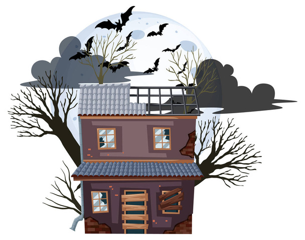 Izolované halloween opuštěný dům ilustrace - Vektor, obrázek