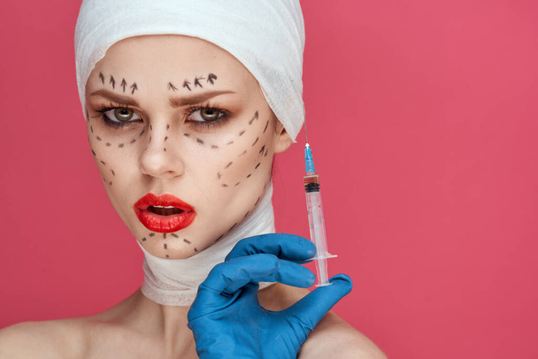 beautiful woman aesthetic facial surgery clinic body care close-up - Zdjęcie, obraz