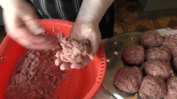 Der Koch bereitet Hackfleischschnitzel zu  - Filmmaterial, Video