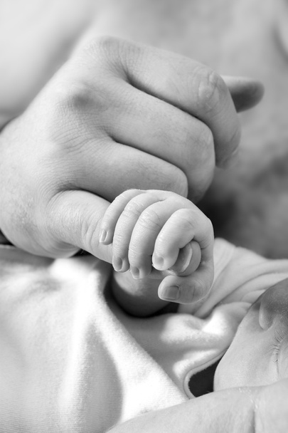 Baby grabbing fathers finger - Foto, Bild