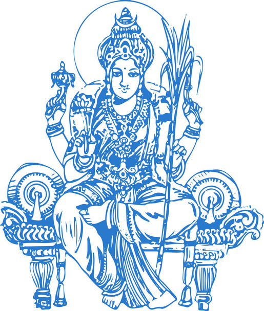 Piirustus tai Sketch of Hindu Jumalatar Kamakshi Amma hahmotella muokattavissa kuva - Vektori, kuva