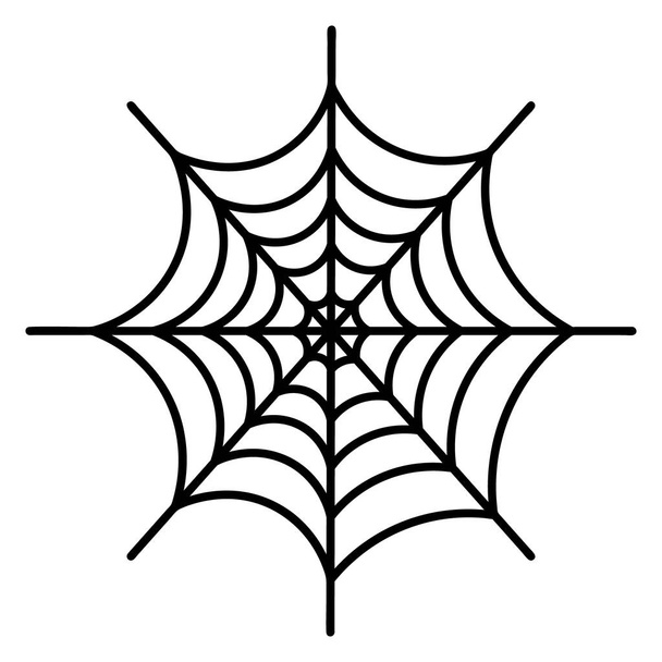 Spiderweb. Silhouette. Vector illustration. A sticky victim trap. Intricate network. Hunter's ambush. Thin thread. Halloween symbol. White isolated background. All Saints' Day. Idea for web design. - Διάνυσμα, εικόνα