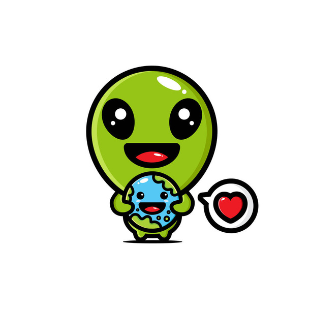 Cute alien character vector design - Vecteur, image