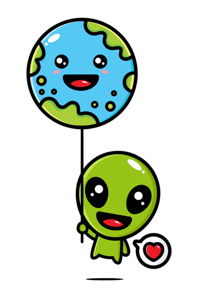 Cute alien character vector design - Vector, afbeelding