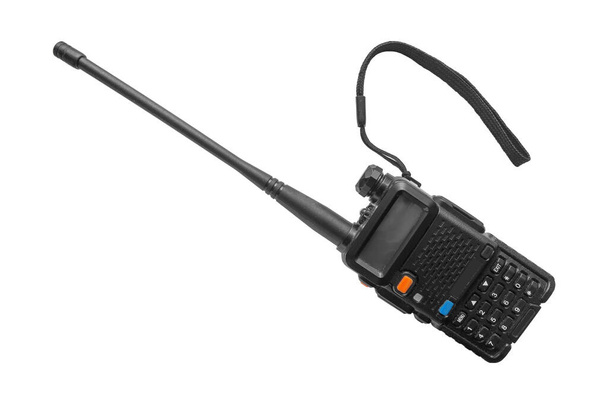 černá mobilní přenosné rádio stanice zavřít izolovat na bílém pozadí - Fotografie, Obrázek