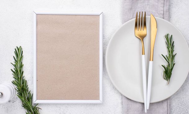 plate with cutlery frame table. High quality photo - Zdjęcie, obraz