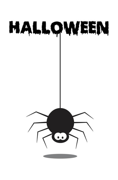 Halloween Concept background with a spider on spider web under the word Halloween. Vector illustration. - Vector, Image