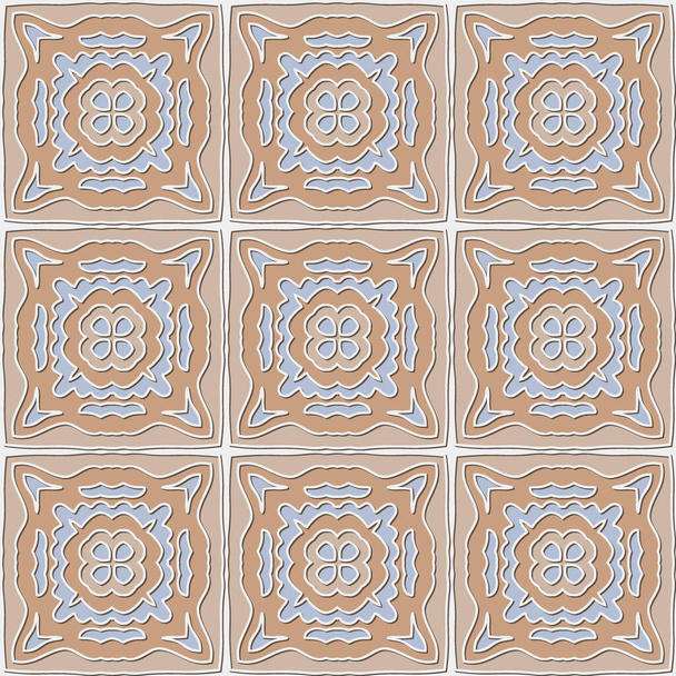 Nahtloses Muster von dekorativen Fliesen im Retro-Stil. Vektorillustration - Vektor, Bild