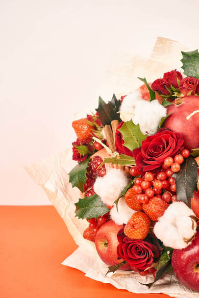 fruit vitamins decoration romance gift food pink background - 写真・画像