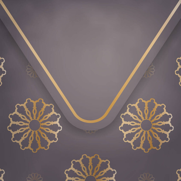 Leaflet in brown color with Greek gold ornaments for your congratulations. - Vector, Image