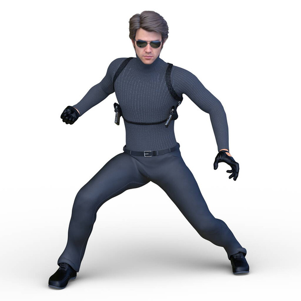 3D rendering of the man wearing a suspender holster - Foto, immagini