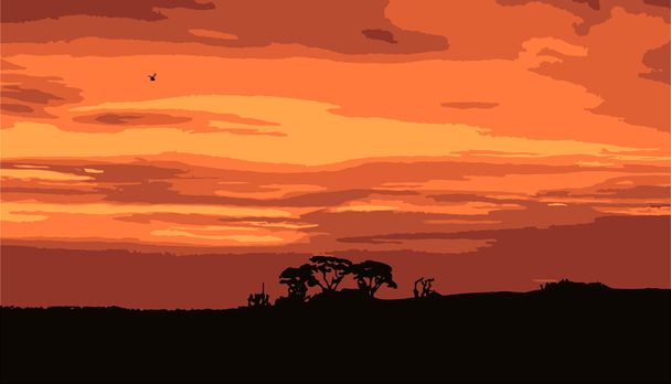 Vörös naplemente - Vektor, kép