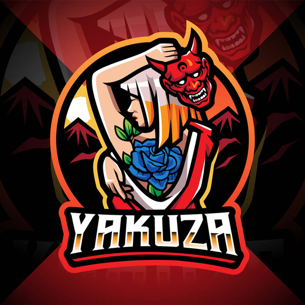 Yakuza esport mascote logotipo design - Vetor, Imagem
