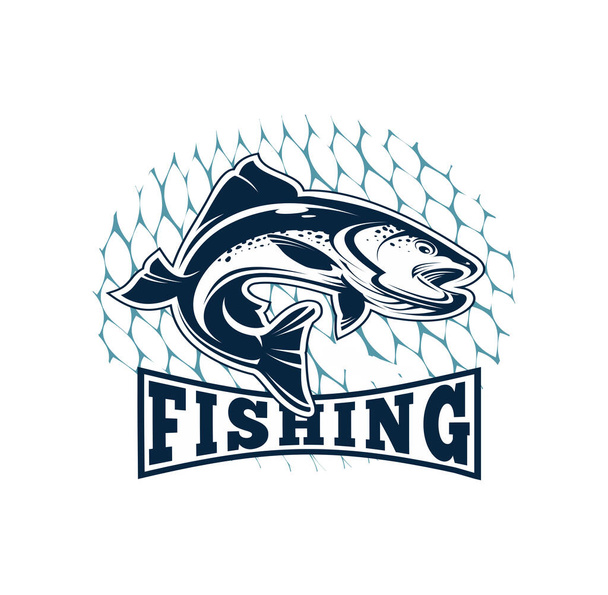 Λογότυπο φορέα προτύπου εμβλήματος τουρνουά αλιείας  - Διάνυσμα, εικόνα