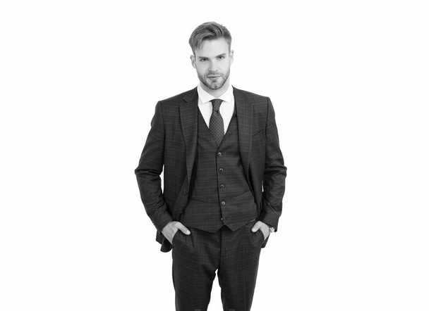 handsome confident businessman in formal suit isolated on white, business - Valokuva, kuva