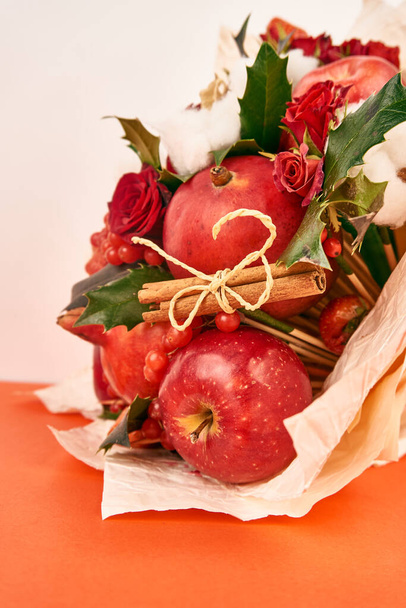 fruit vitamins decoration romance gift food pink background - 写真・画像
