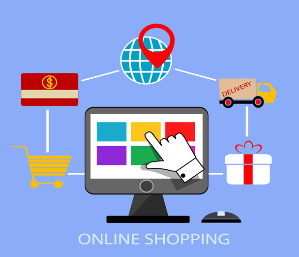 Infografik zum Online-Shopping - Vektor, Bild