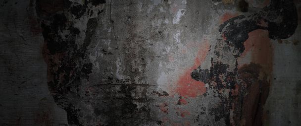 Horror Cement Textuur. Griezelige achtergrond. Wand Beton Oud zwart - Foto, afbeelding