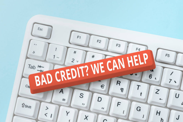 Szöveg megjelenítése Bad Credit Kérdés Segíthetünk. Üzleti megközelítés kínál segítséget, miután kölcsönt, majd elutasította Csatlakozás az Online Barátok, így ismerősök az interneten - Fotó, kép